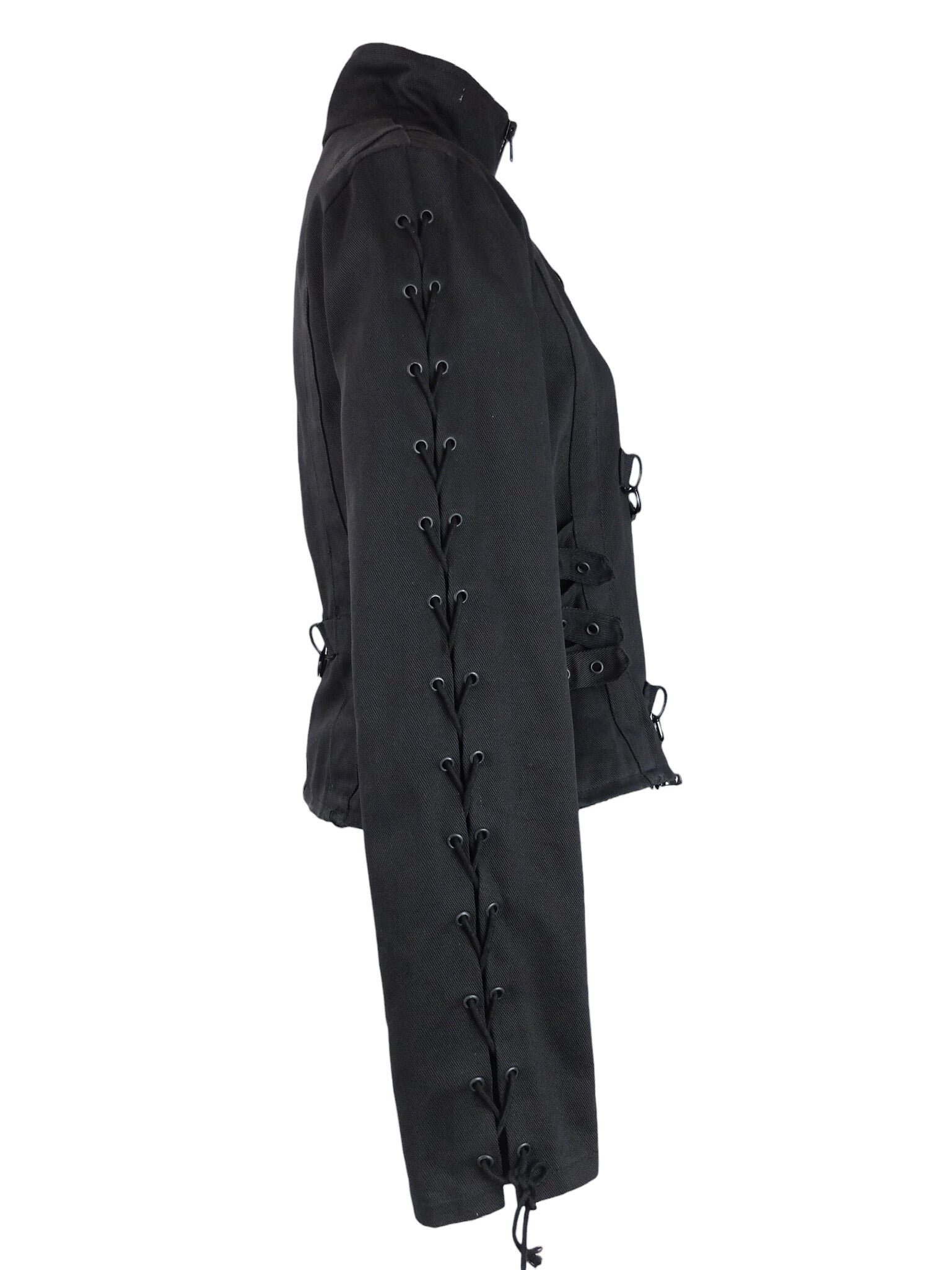 Vintage 2000s Y2K Goth Punk Grunge Utility Black Jacket With Vintage 2000s Y2K Goth Punk Grunge Utility Black Jacket With