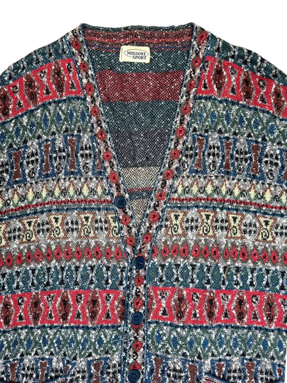Vintage 90s Missoni Sport Knit Cardigan | Abstract Pattern, Men's