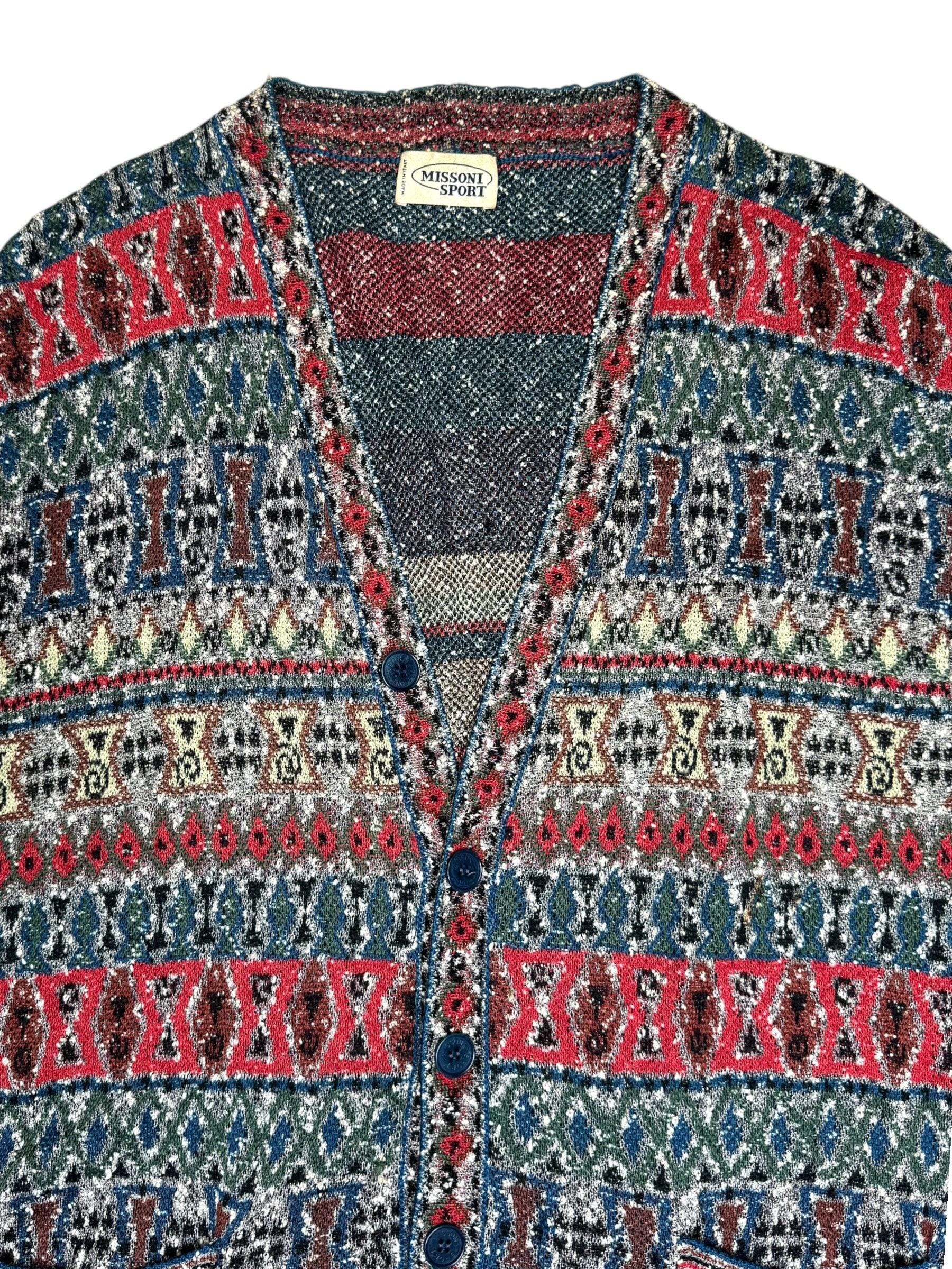 Vintage 90s Missoni Sport Knit Cardigan | Abstract Pattern, Men's