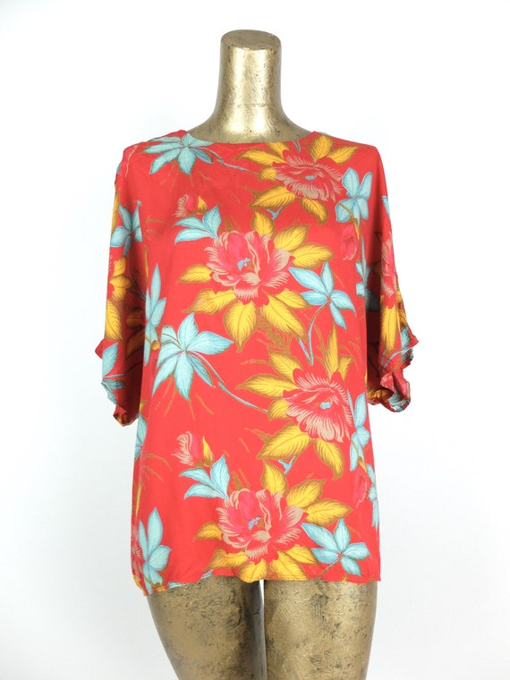 Vintage 60s Mod Tropical Hawaiian Oversized Half … - image 2