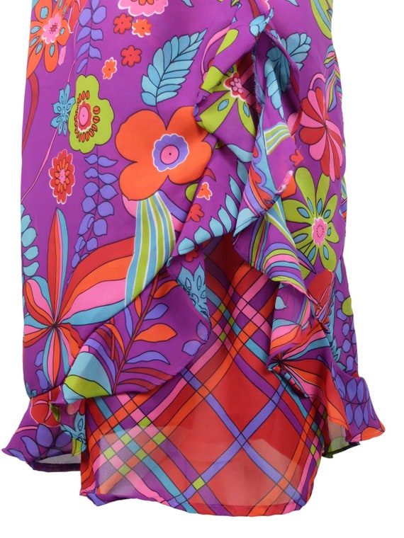 Vintage 2000s Y2K Bright Funky Psychedelic Floral… - image 6