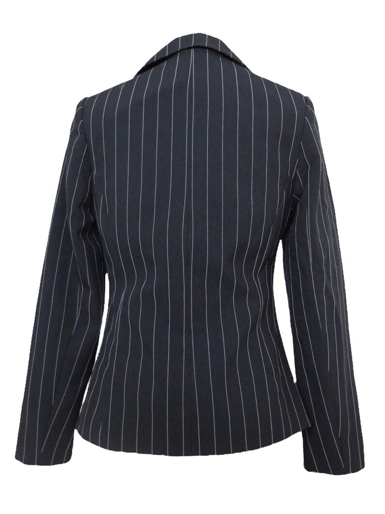 Vintage 90s Y2K Preppy Chic Grunge Goth Black Pinstriped Collared ...