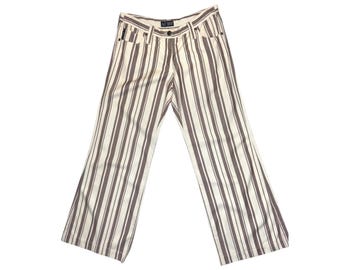 Pantalon droit rayé vintage Armani Jeans | Bordeaux crème Taille S-M