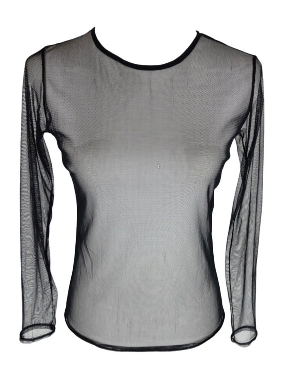 Vintage 2000s Y2K Grunge Gothic Black Sheer Scoop Neck Long Sleeve Mesh Top Size S-M - Etsy Vintage 2000s Y2K Grunge Gothic Black Sheer Scoop Neck Long Sleeve Mesh Top Size S-M - Etsy