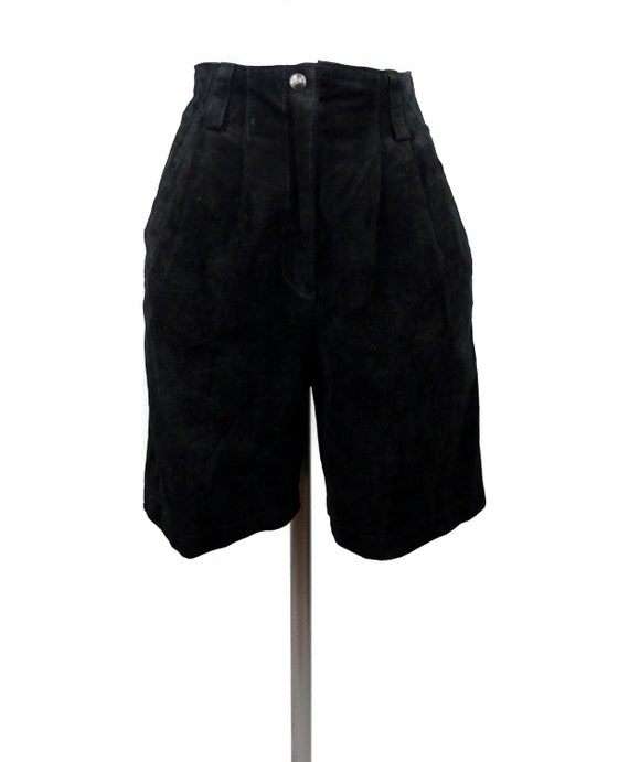 Vintage 1970's Black Suede Leather High Waisted Be