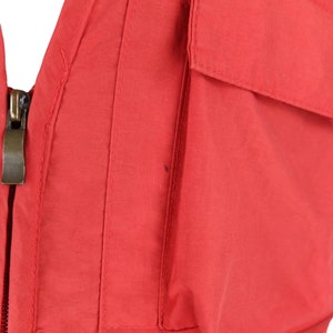 Vintage 2000s Y2K Men’s Utility Gorpcore Streetwear Festival Style Solid Basic Red V-Neck Zip Up Waistcoat Fisherman Vest with Embroidery