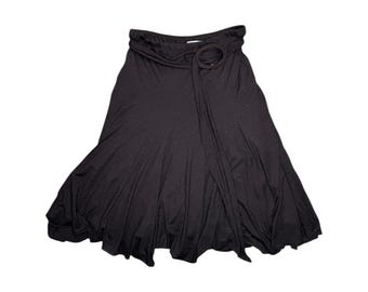 Vintage 2000s MARELLA Low Rise Brown Circle Midi Skirt with Belt & Elasticated Waist | Size M