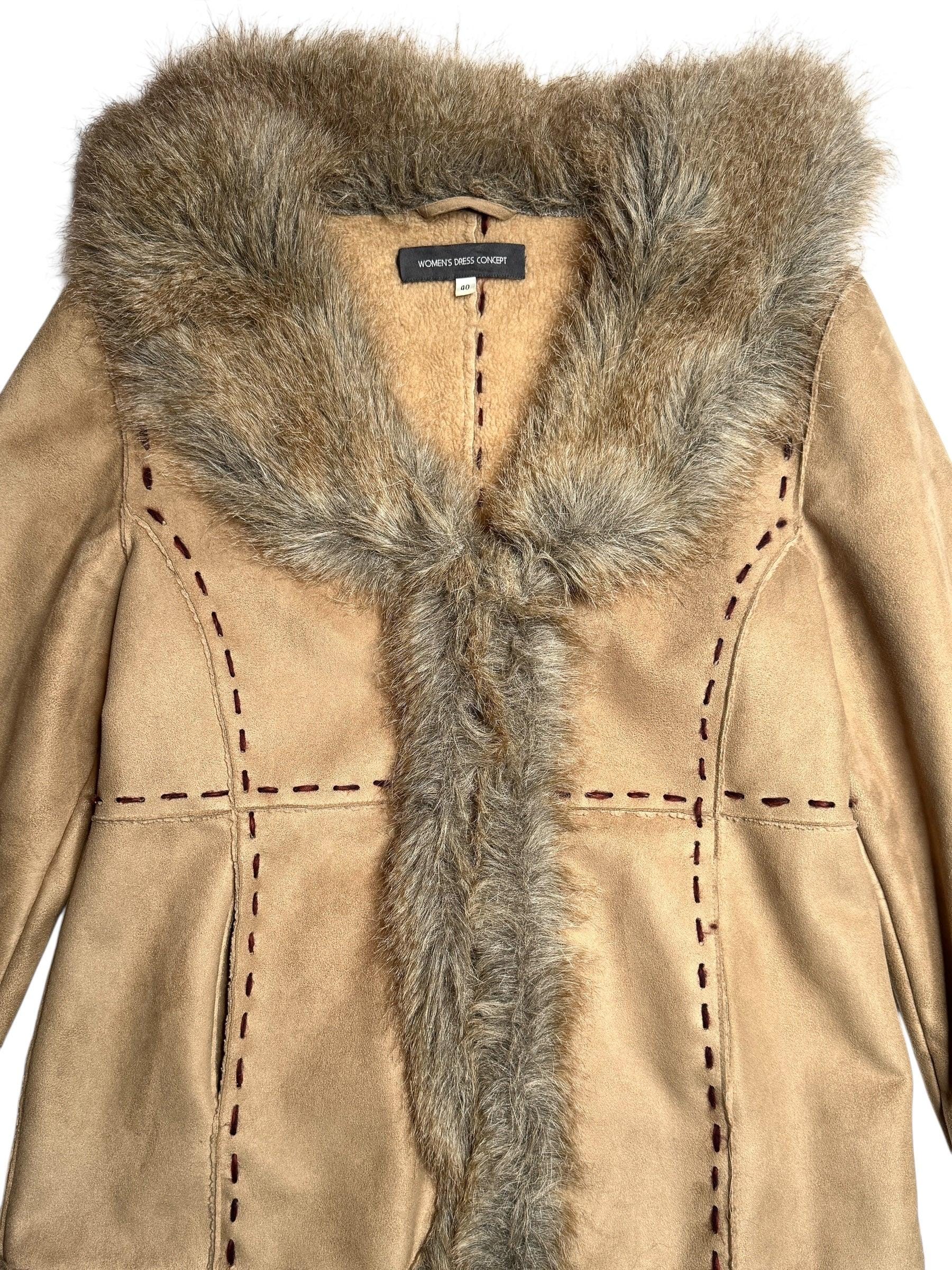 Y2K Faux Fur Trim Velour Coat | Bohemian Winter Jacket, Size L - Etsy