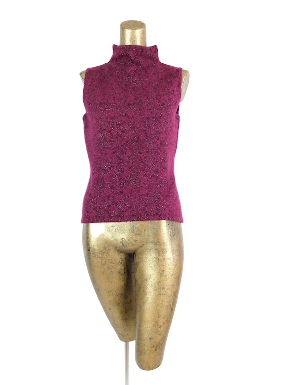 90s Angora Glitter Turtleneck Sleeveless Sweater T
