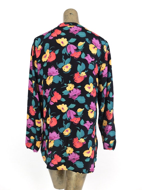 Vintage 80s Floral Abstract Long Sleeve Button Up… - image 5