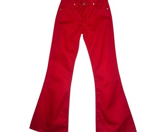 évasée en denim rouge taille mi-haute vintage des années 2000 | Taille XS-S