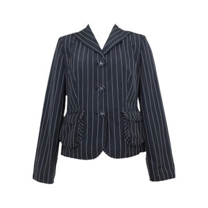 Vintage 90s Y2K Preppy Goth Grunge Black Pinstriped Collared Button Down Blazer Jacket | Size S