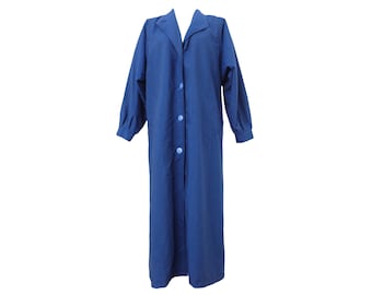 Vintage 80s Bright Blue Trench Coat | Avant-Garde Lightweight Duster, Size M