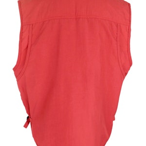 Vintage 2000s Y2K Men’s Utility Gorpcore Streetwear Festival Style Solid Basic Red V-Neck Zip Up Waistcoat Fisherman Vest with Embroidery