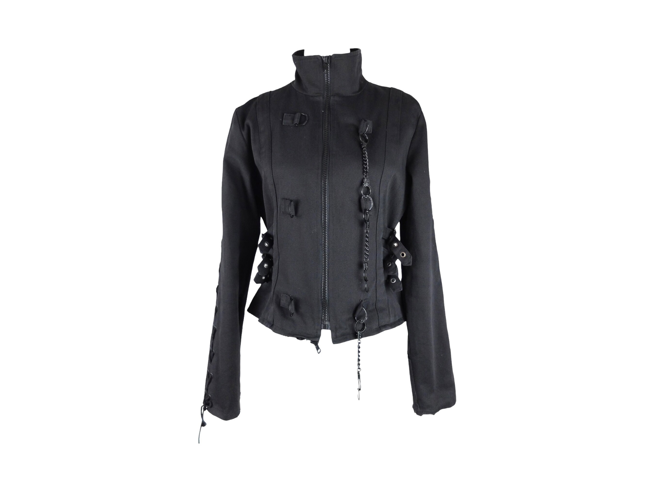 Vintage 2000s Y2K Goth Punk Grunge Utility Black Jacket With Vintage 2000s Y2K Goth Punk Grunge Utility Black Jacket With