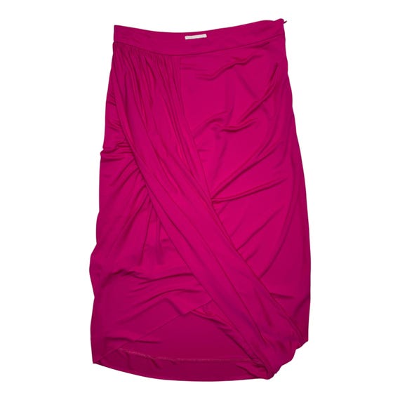 Dries Van Noten, DRIES VAN NOTEN Sabrina Hot Pink Viscose Draped Asymmetrical Midi Skirt | Size S