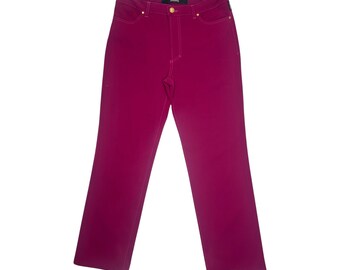 Pantalon droit rose prune taille mi-haute VERSACE JEANS COUTURE vintage des années 2000 | Taille M-L