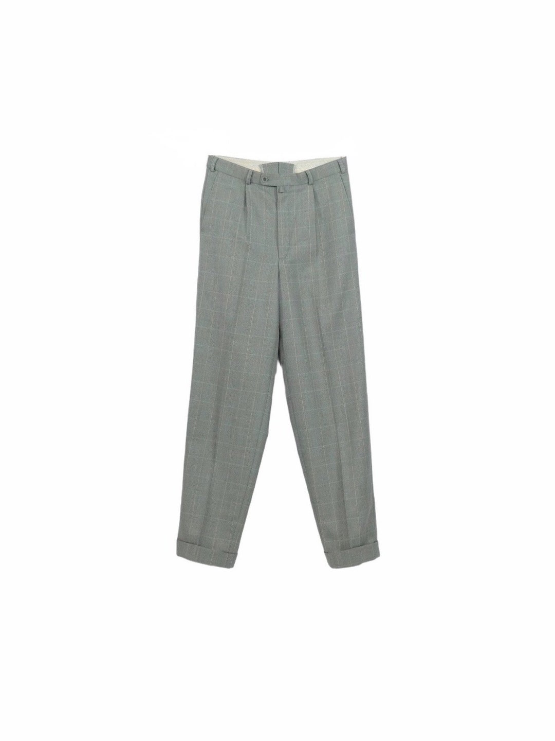 Vintage 00s Y2K Men’s Grey Plaid Check Print Straight Leg Cigarette ...