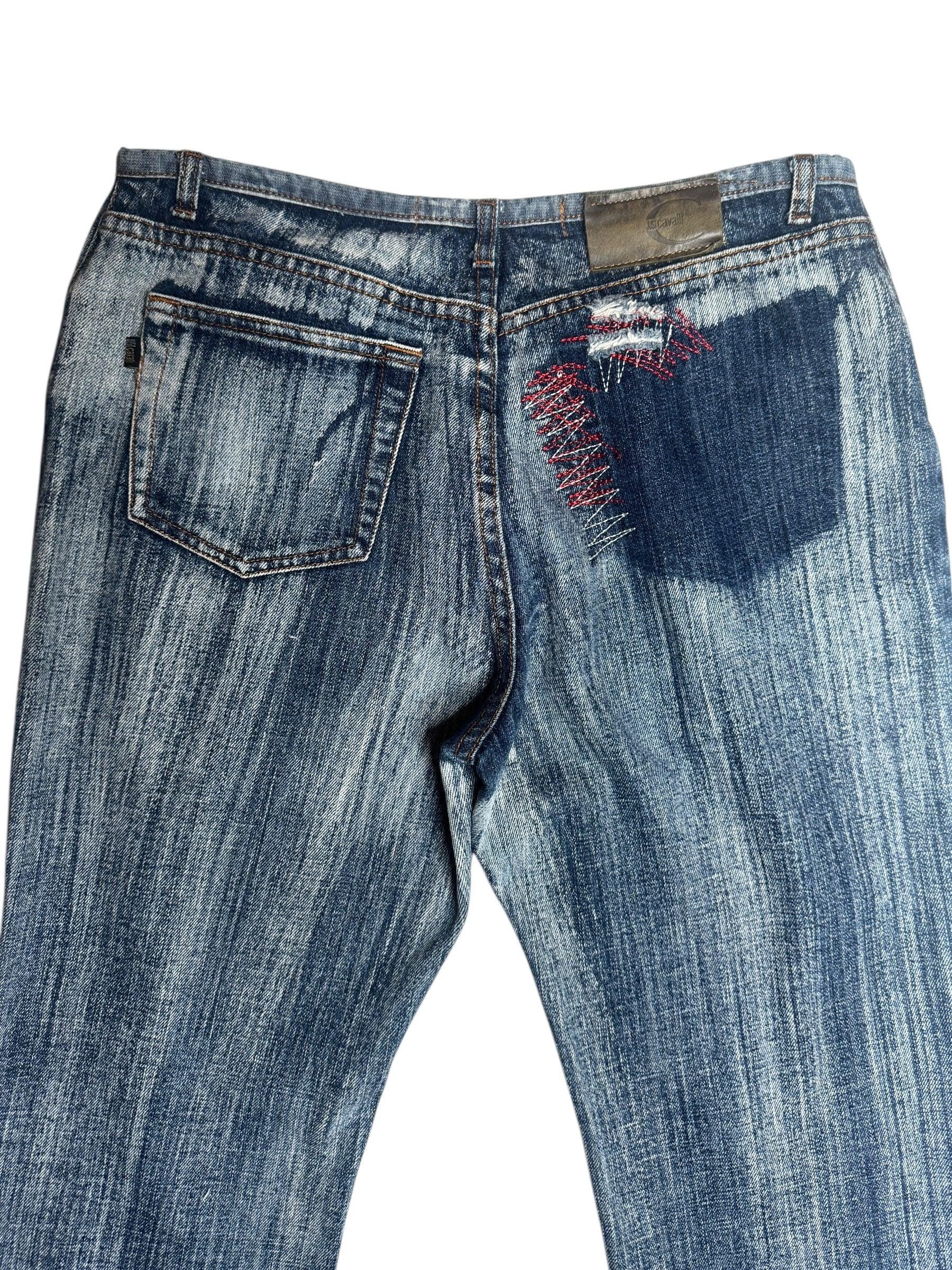 Vintage Just Cavalli Embroidered Bootcut Jeans | Y2K Acid Wash