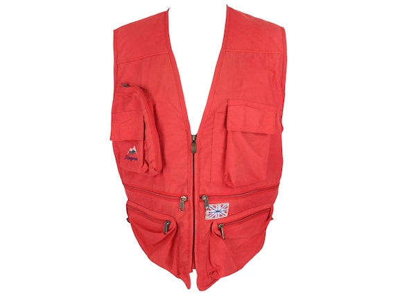 Vintage 2000s Red Utility Vest | Y2K Gorpcore Streetwear, Men's M-L