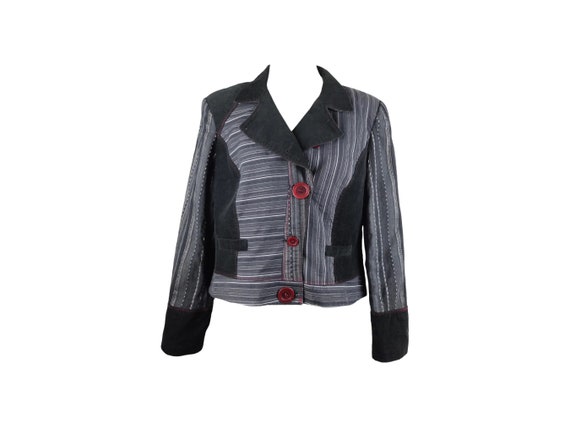 Vintage Y2K Patchwork Corduroy Blazer | Preppy Grunge, Size L