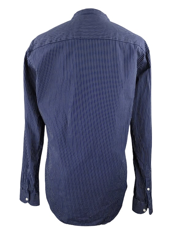 2000s dress shirt vintage 2000s express mens blue white striped dress shirt. Size large