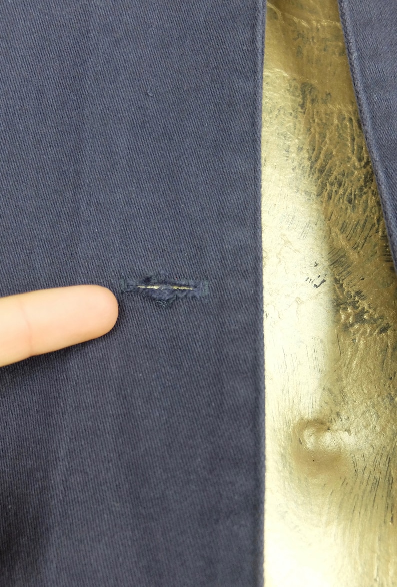 Vintage 1980/'s Basic Navy Blue Collared Button Down Utilitarian Jacket