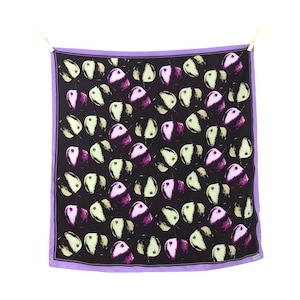 Vintage 00s Y2K Minimalist Goth Abstract Patterned Black & Purple Square Bandana Neck Tie Scarf