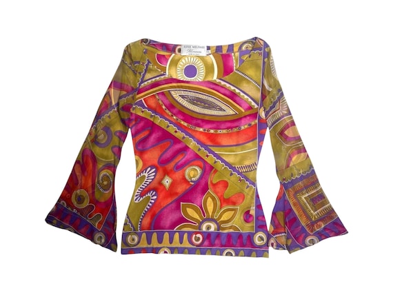 Vintage Anna Molinari Blumarine Silk Butterfly Sleeve Blouse