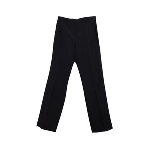 Vintage 90s Y2K Preppy Formal Black Basic Mid-Rise Straight Leg Dress Trouser Pants with Side Ribbon Trim | Women’s Size L