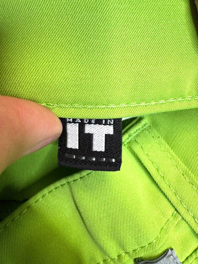 Vintage 2000s Versace Jeans Couture Lime Green Straight Leg Trousers | 26 Inch Waist