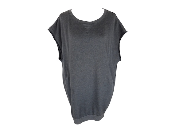 Dries Van Noten, Vintage Dries van Noten Muscle Tee | Oversized Dark Grey Cutoff Top