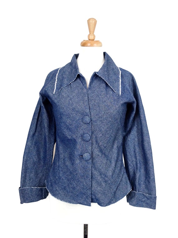 Vintage 1970's Denim Jacket with Oversized Collar