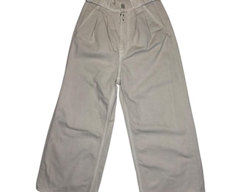 MM6 MAISON MARGIELA Denim High Waisted Baggy Beige Wide Leg Cropped Jeans | Size S