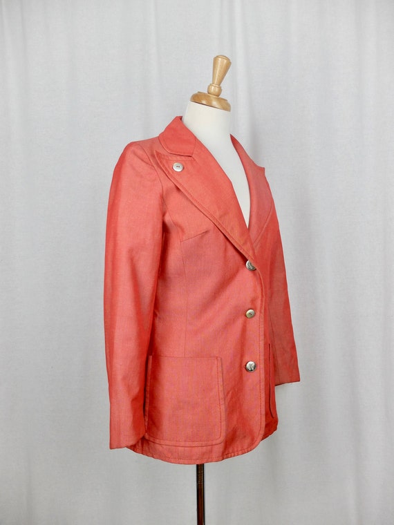 Vintage 60s Mod Red-Orange Collared Button Down B… - image 5