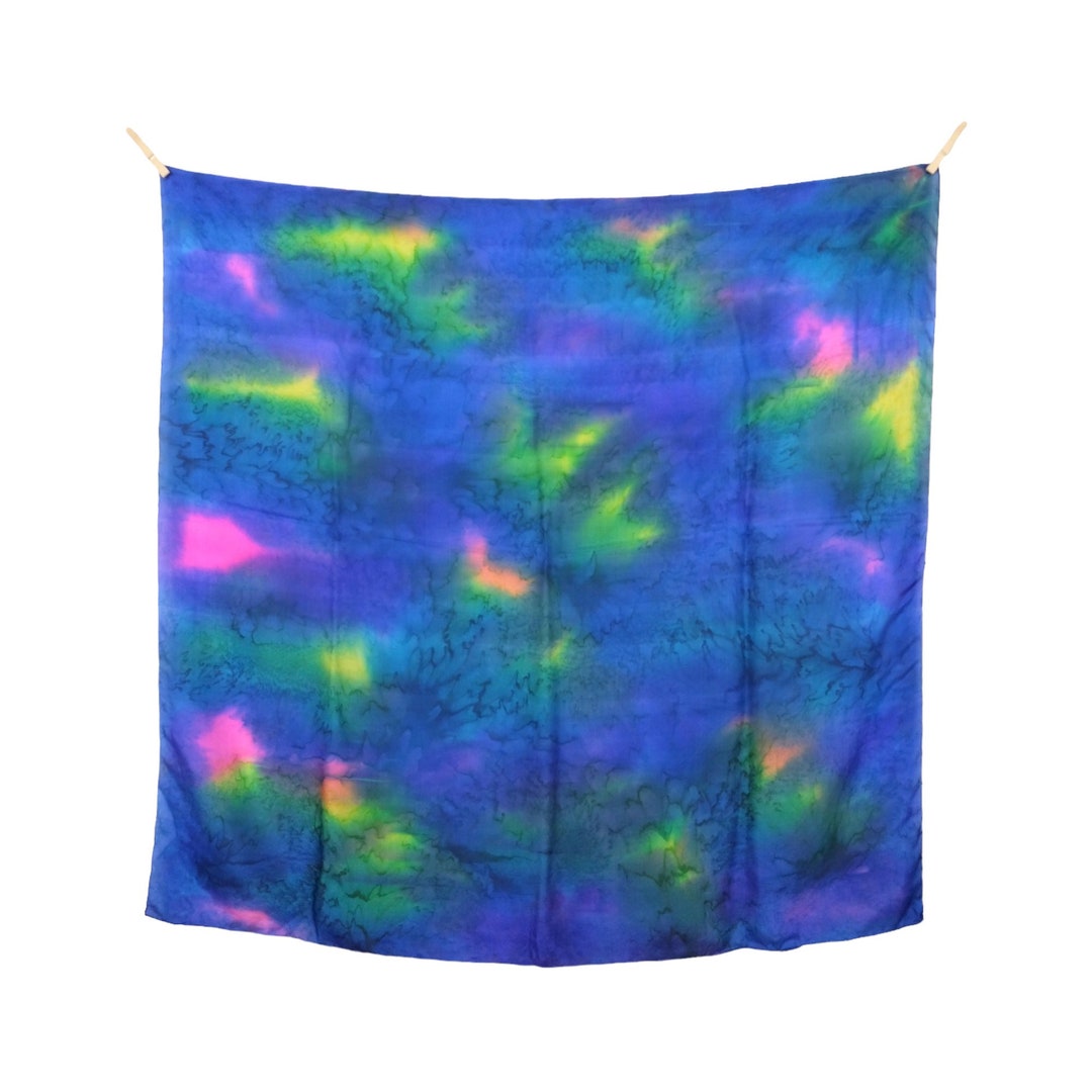Vintage 2000s Y2K Silk Rave Festival Style Bright Neon Blue ...