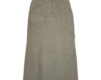 Vintage 2000s BILLABONG Tan Corduroy Cargo Maxi Skirt | Size XS-S