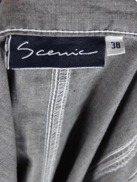 Vintage 90s Y2K Utility Grey Solid Basic Button D… - image 4