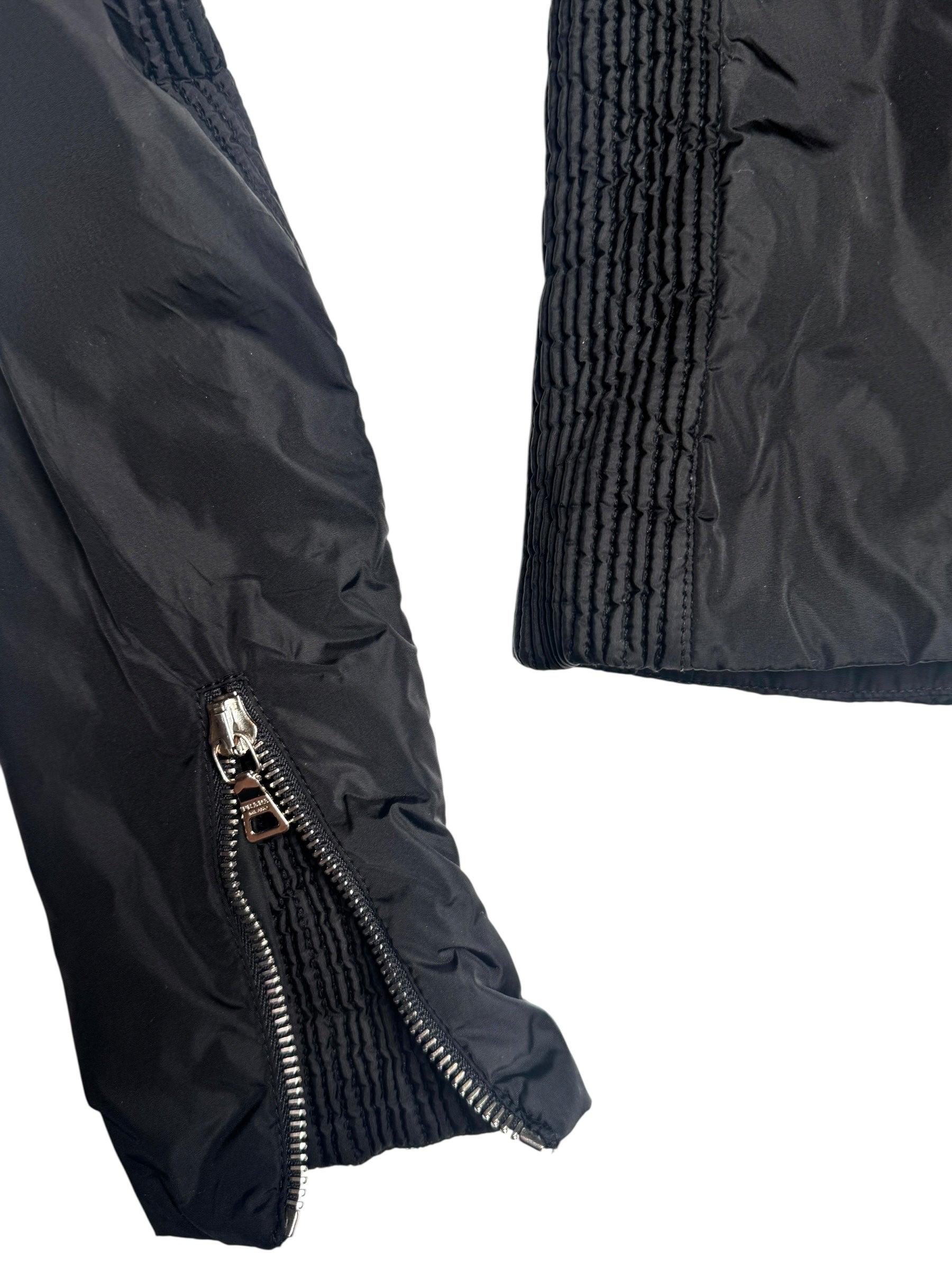 Prada Black Y2K Nylon Moto Jacket With Ruffle Detail | Size XXS - Etsy