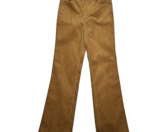 évasé vintage des années 70 en velours côtelé marron camel taille mi-haute | Taille S-M
