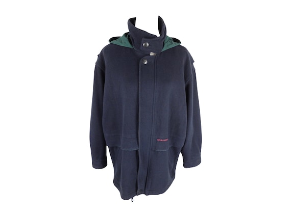 Lyle & Scott, Vintage 90s Lyle & Scott Wool Hooded Mac Jacket | Men's XL-XXL