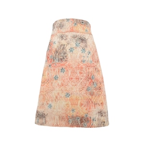 Vintage 90s Y2K Preppy Bohemian High Waisted Festival Style Pastel Abstract Ombre Acid Wash Pencil Knee Length A-Line Skirt | Size L