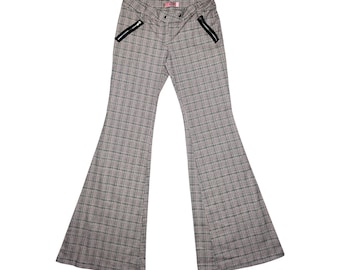 évasée à carreaux tartan vintage des années 2000 | Pantalon taille basse à motif cloche
