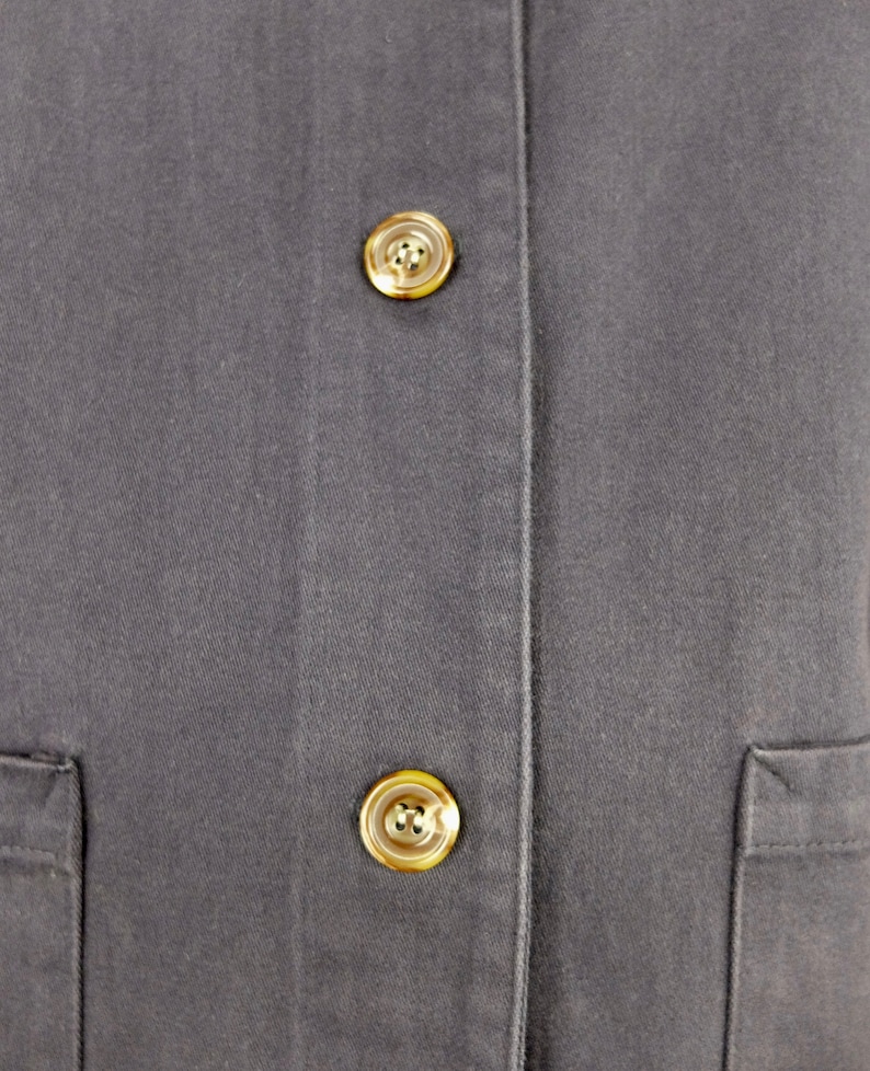 Vintage 1980/'s Basic Navy Blue Collared Button Down Utilitarian Jacket