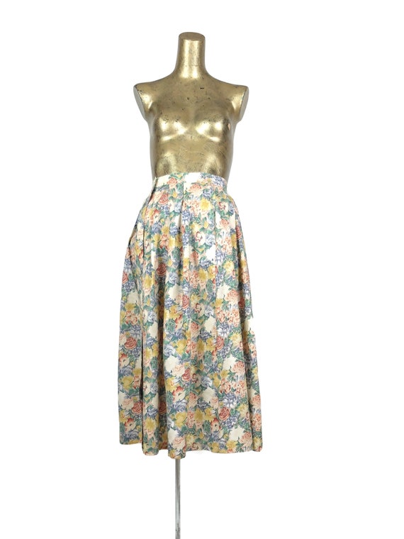 Vintage 80s Romantic Floral High Waisted Full Maxi