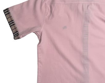 Burberry Pink Plaid Collared Short Sleeve Shirt | Y2K Preppy