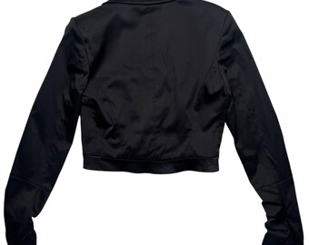 Y2K Miss Sixty Cropped Blazer | Gothic Ruched Sleeve Jacket (S-M