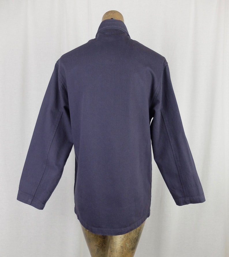 Vintage 1980/'s Basic Navy Blue Collared Button Down Utilitarian Jacket