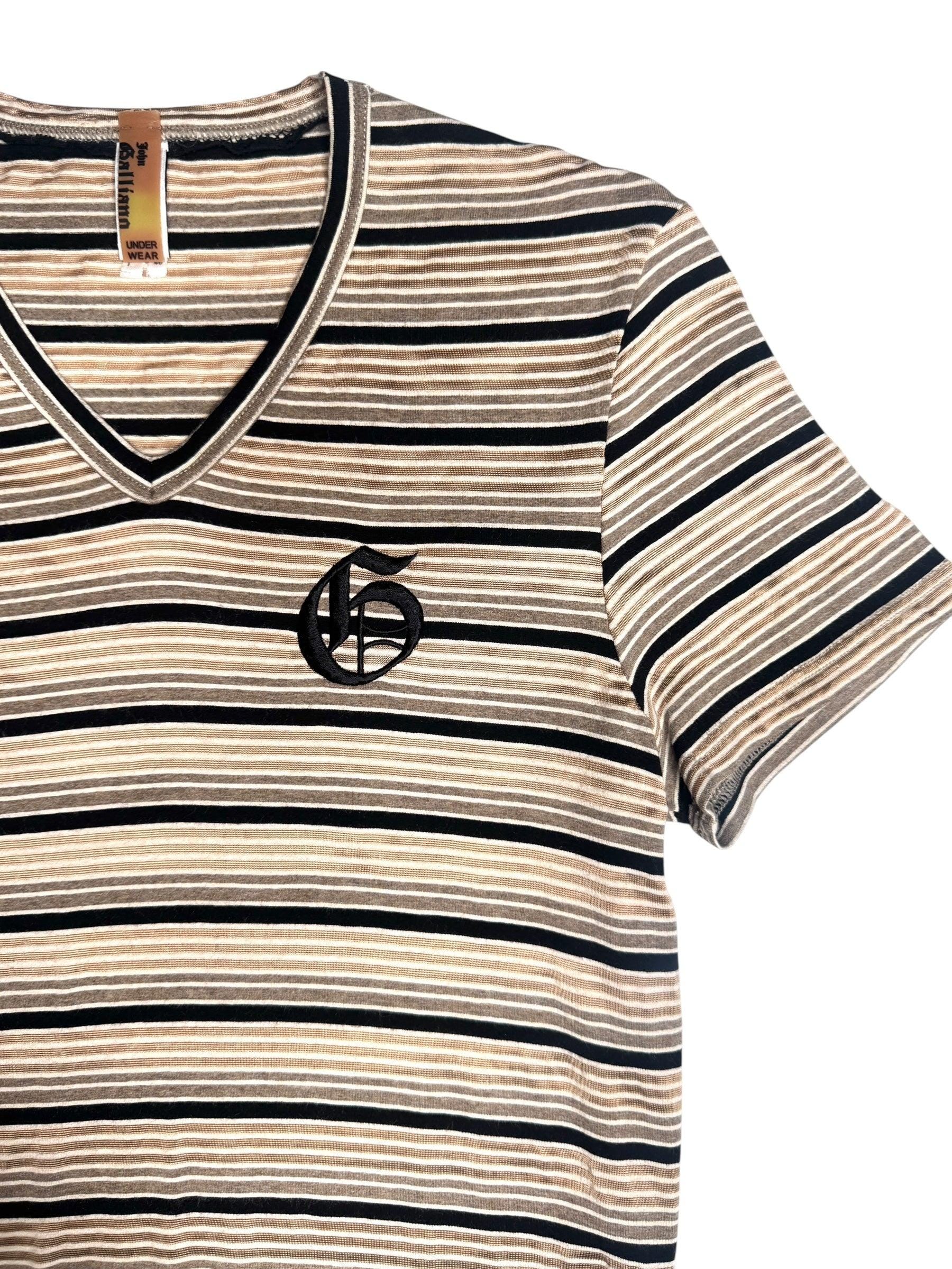 Vintage 2000s Y2K John Galliano Designer Striped V-neck Short