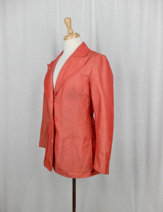 Vintage 60s Mod Red-Orange Collared Button Down B… - image 4